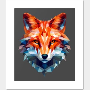 Geometric fox head in triangle look Posters and Art